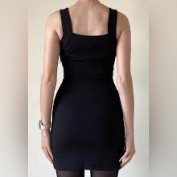 Paige. Sleeveless Little Black Mini Tank Dress Pieced Chevron Waist Square Neck - Picture 8 of 9